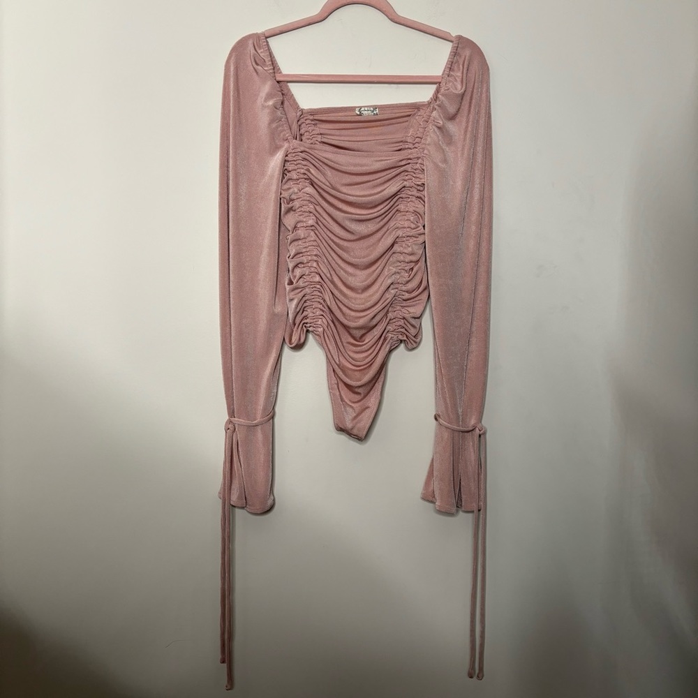 Free people pink sparkly bodysuit XL